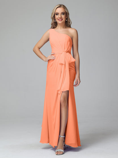 Daphne One Shoulder Chiffon Bridesmaid Dresses With Split