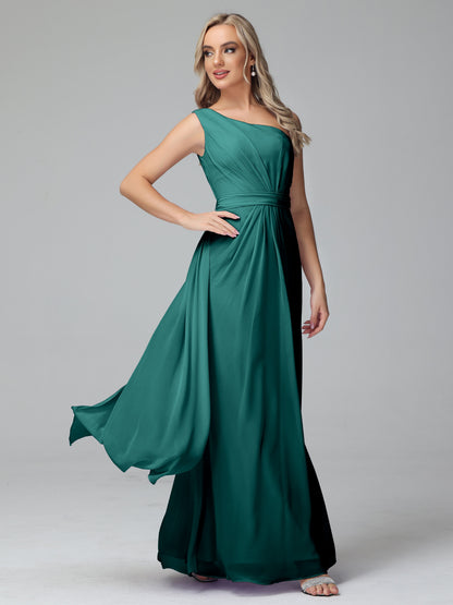Daphne One Shoulder Chiffon Bridesmaid Dresses With Split