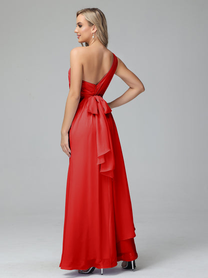 Daphne One Shoulder Chiffon Bridesmaid Dresses With Split