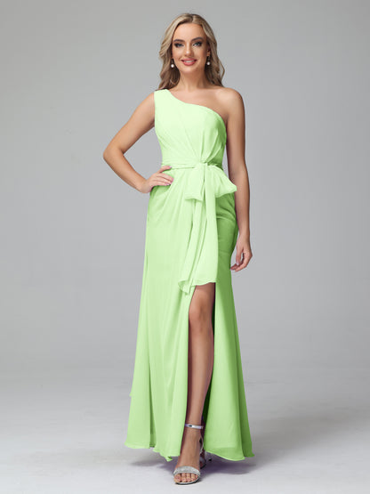 Daphne One Shoulder Chiffon Bridesmaid Dresses With Split