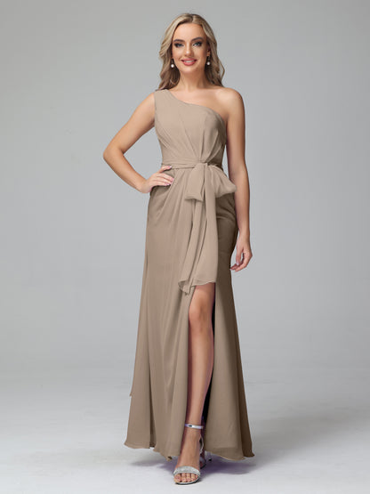 Daphne One Shoulder Chiffon Bridesmaid Dresses With Split
