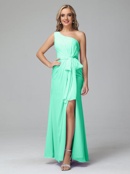 Daphne One Shoulder Chiffon Bridesmaid Dresses With Split