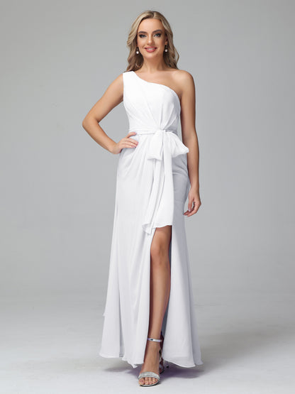 Daphne One Shoulder Chiffon Bridesmaid Dresses With Split
