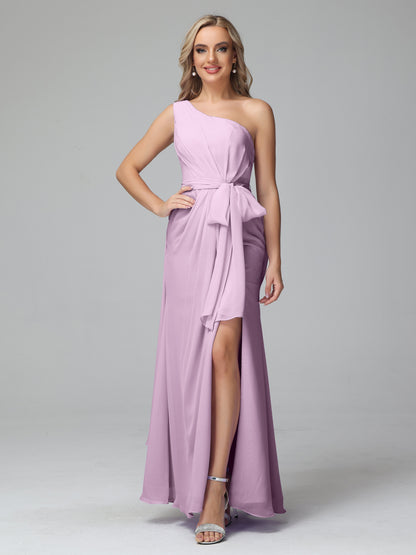 Daphne One Shoulder Chiffon Bridesmaid Dresses With Split
