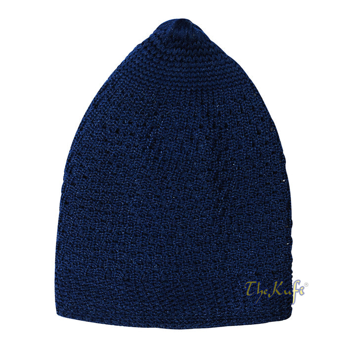 Dark Blue Open-Weave Stretchable 100% Nylon Kufi Skull Caps