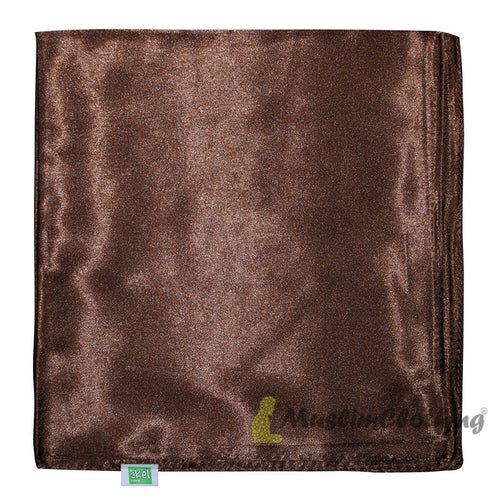 Dark Brown Borderless Satin Scarf Hijab Shawl Islamic Headwear