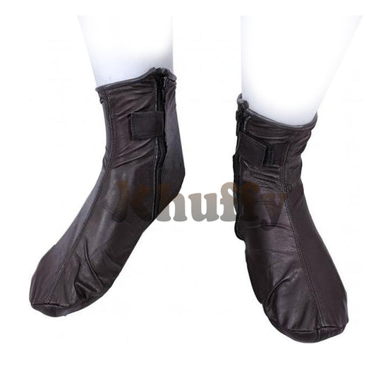 Dark Brown Men's/Women's Zipper Halal Leather Sunnah Khuff Khuffain Socks For Mosque