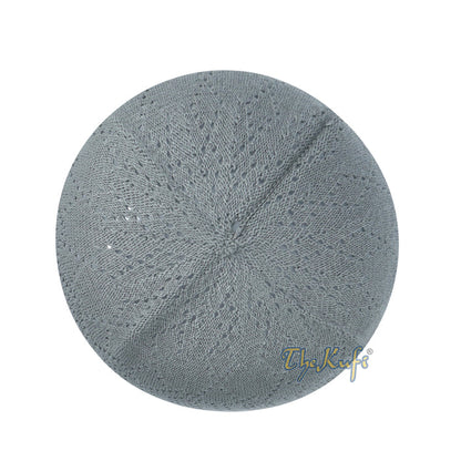 Dark Gray Cotton Machine Knit Open-Work Turkish Kufi