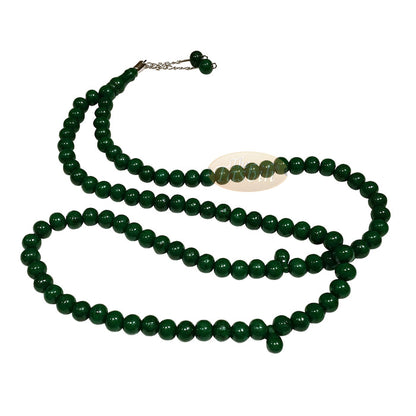 Dark Green Med-Size 7x8 mm-Bead Monomer Prayer Bead Tasbih 2-Chain