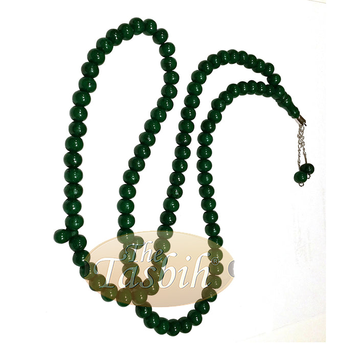 Dark Green Med-Size 7x8 mm-Bead Monomer Prayer Bead Tasbih 2-Chain