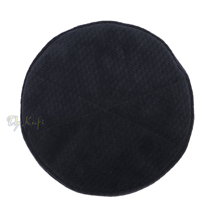 Dark Navy Blue Smooth Velvet Semi-Stiff Kufi Hat Turkish Takke Prayer Cap