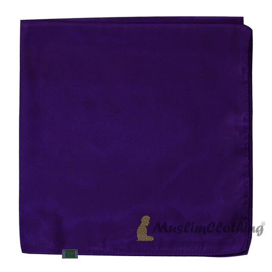 Dark Purple Borderless Satin Scarf Hijab Shawl Islamic Headwear