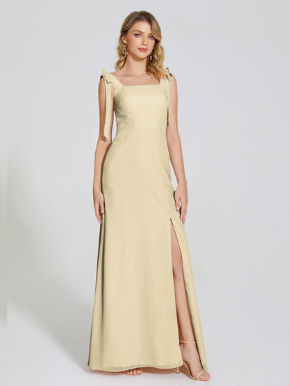 Michelle Detachable Bow-knot Square Bridesmaid Dress