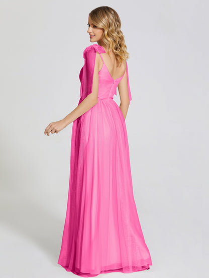 Diana Detachable Bow-knot Straps Tulle Bridesmaid Dress