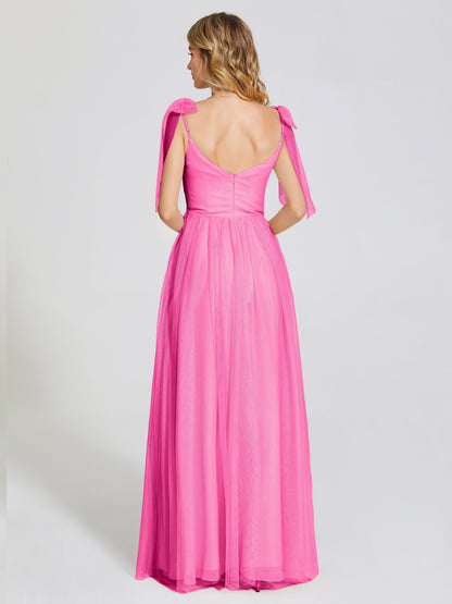 Diana Detachable Bow-knot Straps Tulle Bridesmaid Dress