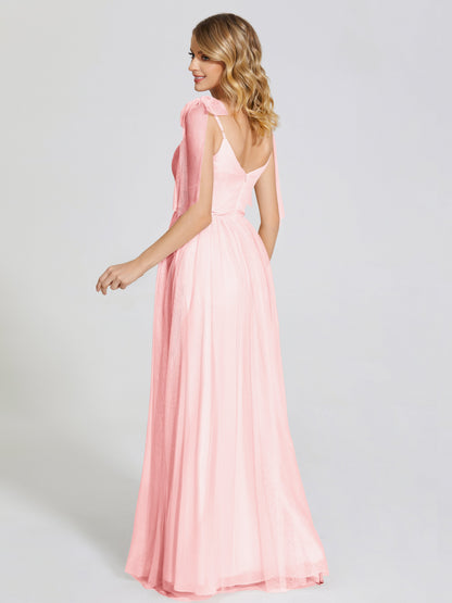 Diana Detachable Bow-knot Straps Tulle Bridesmaid Dress
