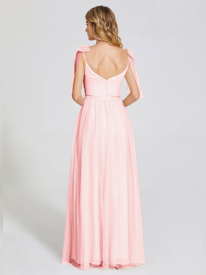 Diana Detachable Bow-knot Straps Tulle Bridesmaid Dress