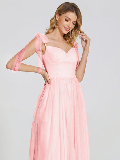Diana Detachable Bow-knot Straps Tulle Bridesmaid Dress