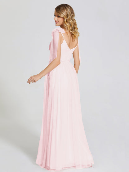 Diana Detachable Bow-knot Straps Tulle Bridesmaid Dress