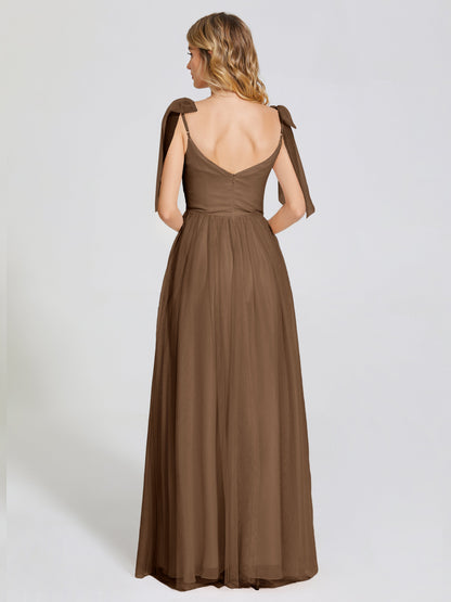 Diana Detachable Bow-knot Straps Tulle Bridesmaid Dress