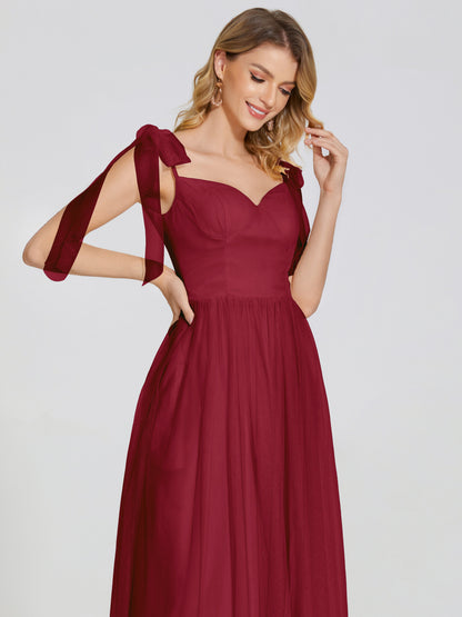 Diana Detachable Bow-knot Straps Tulle Bridesmaid Dress