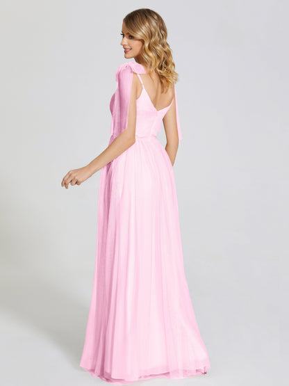 Diana Detachable Bow-knot Straps Tulle Bridesmaid Dress