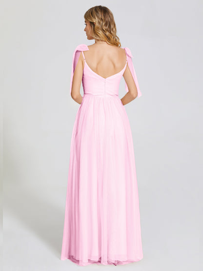 Diana Detachable Bow-knot Straps Tulle Bridesmaid Dress