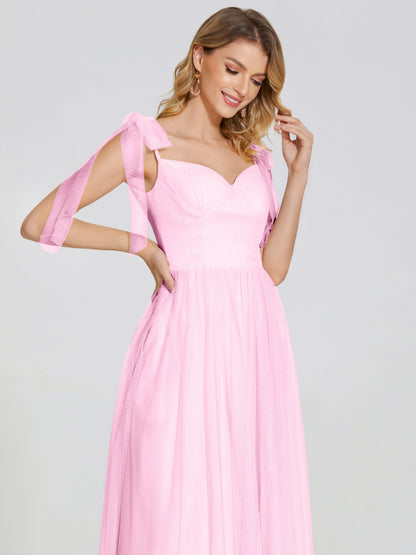 Diana Detachable Bow-knot Straps Tulle Bridesmaid Dress