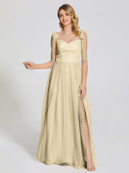 Diana Detachable Bow-knot Straps Tulle Bridesmaid Dress