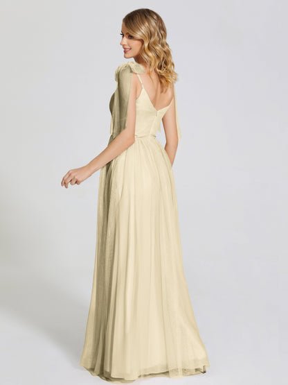 Diana Detachable Bow-knot Straps Tulle Bridesmaid Dress