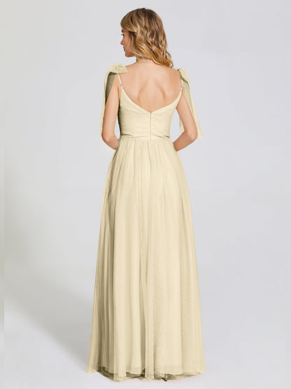 Diana Detachable Bow-knot Straps Tulle Bridesmaid Dress