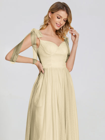Diana Detachable Bow-knot Straps Tulle Bridesmaid Dress