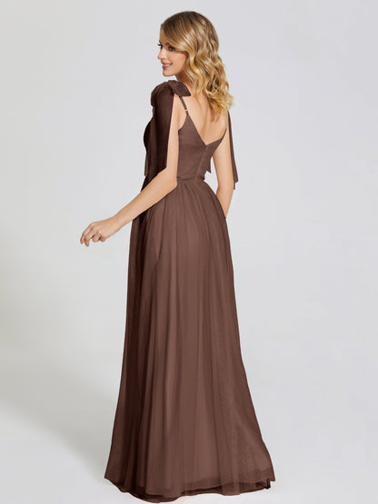 Diana Detachable Bow-knot Straps Tulle Bridesmaid Dress