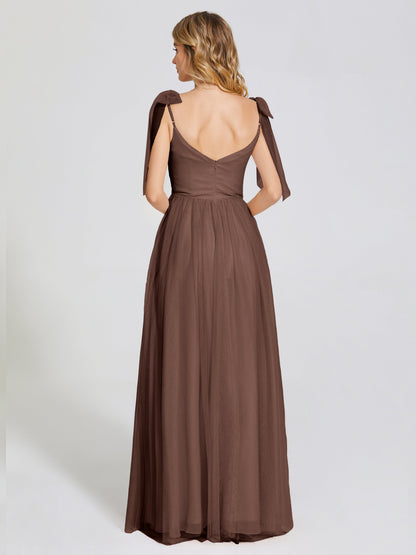Diana Detachable Bow-knot Straps Tulle Bridesmaid Dress