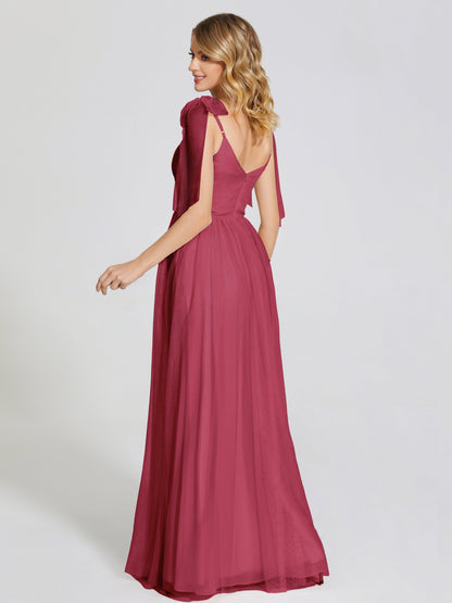 Diana Detachable Bow-knot Straps Tulle Bridesmaid Dress