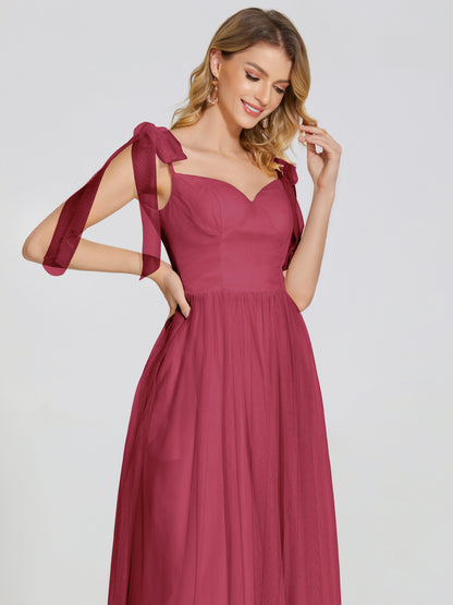Diana Detachable Bow-knot Straps Tulle Bridesmaid Dress