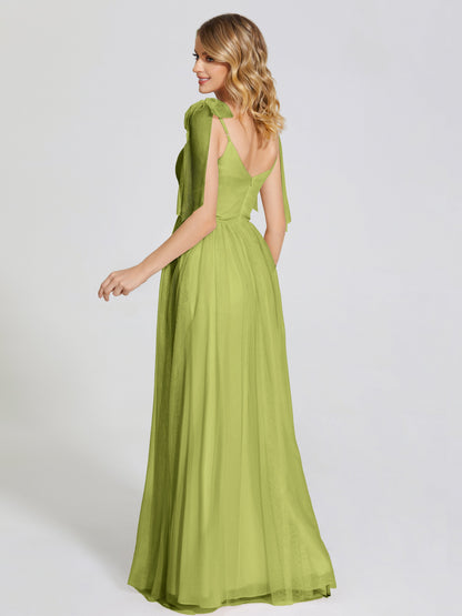 Diana Detachable Bow-knot Straps Tulle Bridesmaid Dress