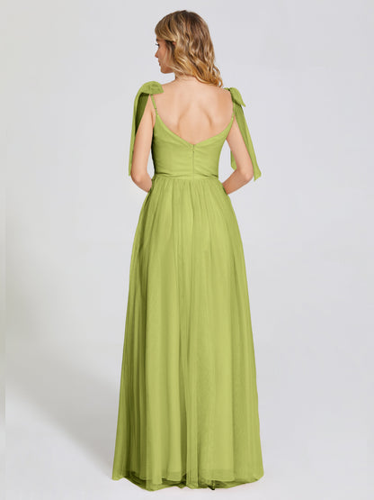 Diana Detachable Bow-knot Straps Tulle Bridesmaid Dress