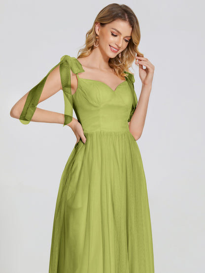 Diana Detachable Bow-knot Straps Tulle Bridesmaid Dress