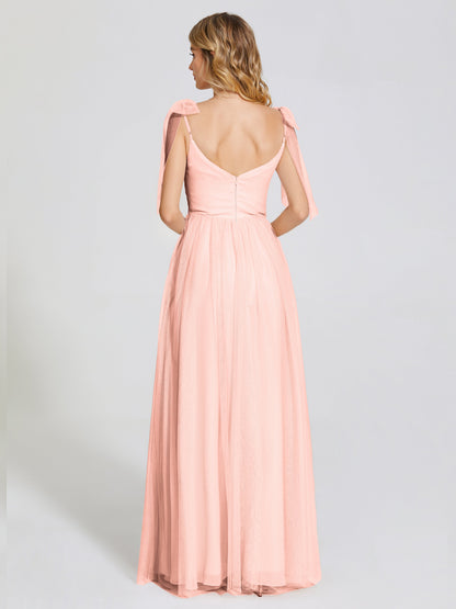 Diana Detachable Bow-knot Straps Tulle Bridesmaid Dress
