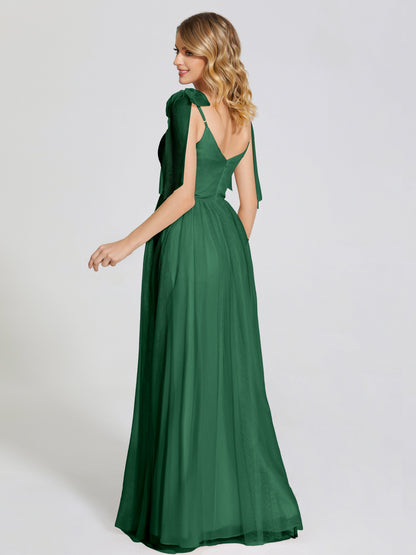 Diana Detachable Bow-knot Straps Tulle Bridesmaid Dress