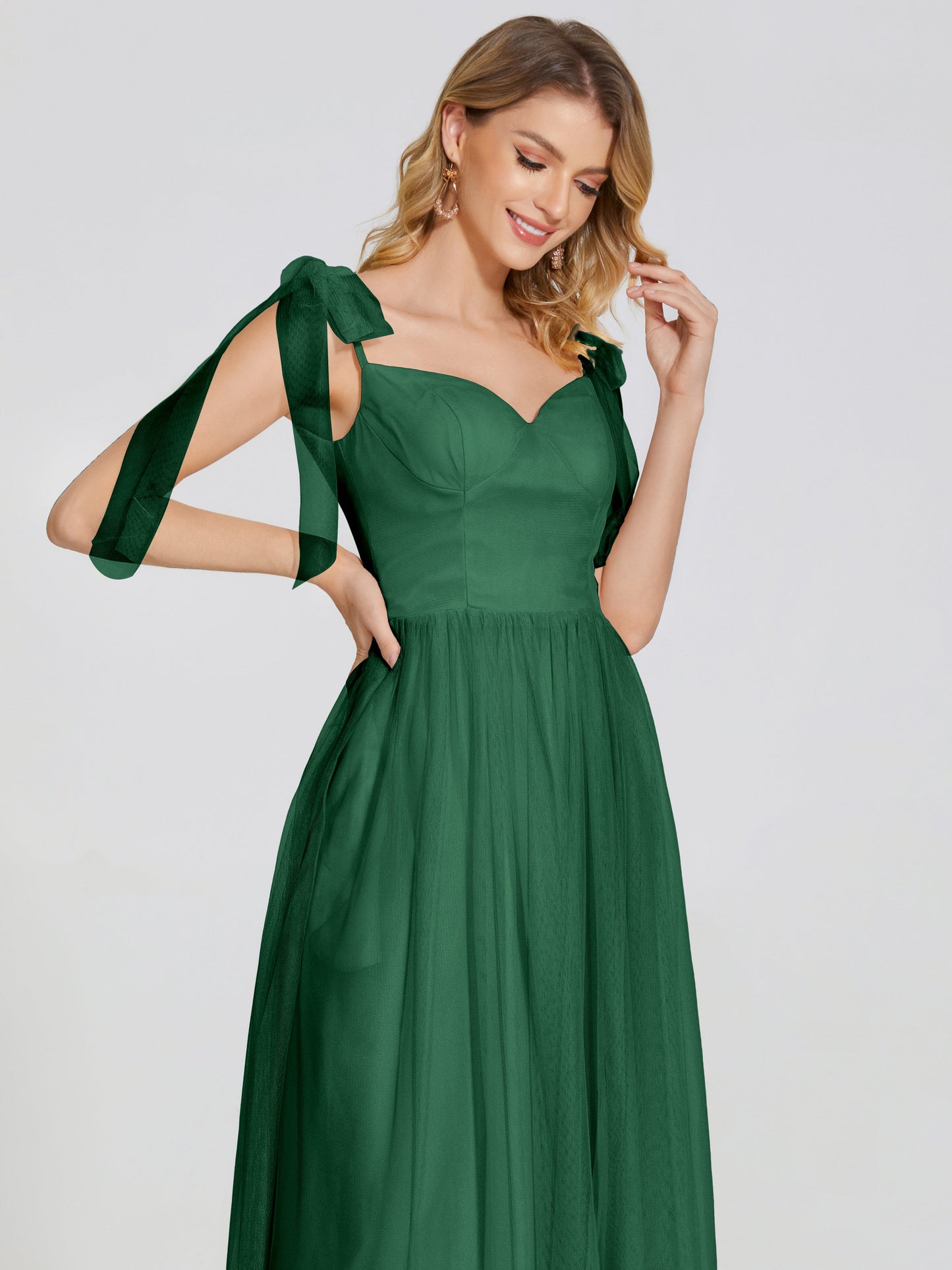 Diana Detachable Bow-knot Straps Tulle Bridesmaid Dress
