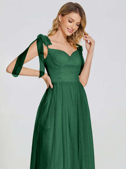 Diana Detachable Bow-knot Straps Tulle Bridesmaid Dress