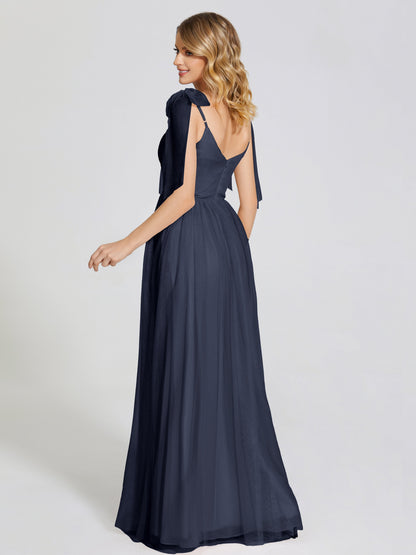 Diana Detachable Bow-knot Straps Tulle Bridesmaid Dress