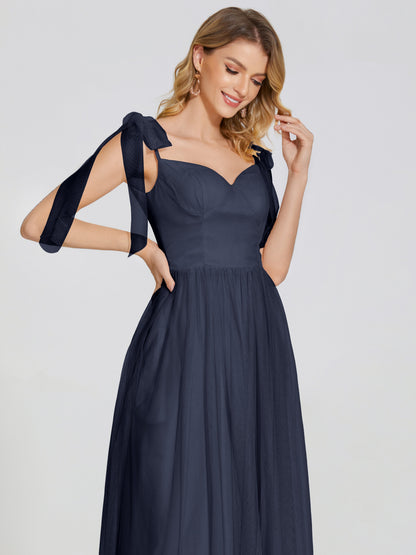 Diana Detachable Bow-knot Straps Tulle Bridesmaid Dress