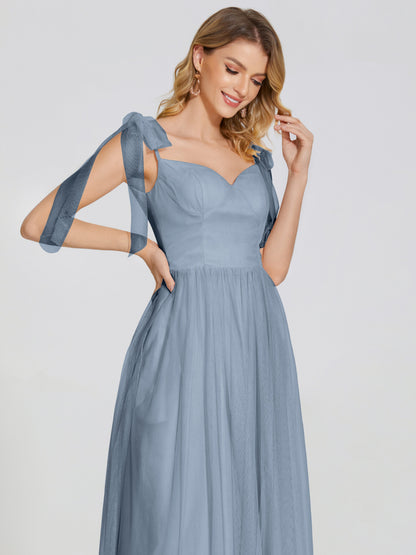 Diana Detachable Bow-knot Straps Tulle Bridesmaid Dress