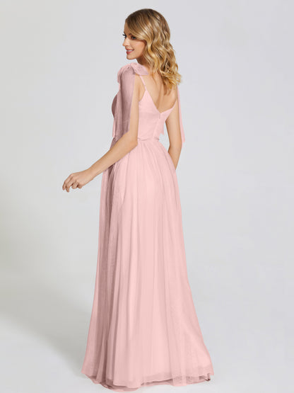 Diana Detachable Bow-knot Straps Tulle Bridesmaid Dress