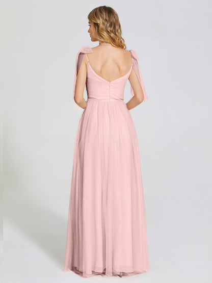 Diana Detachable Bow-knot Straps Tulle Bridesmaid Dress