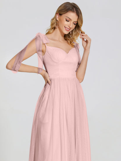 Diana Detachable Bow-knot Straps Tulle Bridesmaid Dress