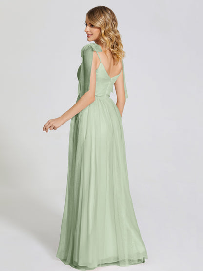Diana Detachable Bow-knot Straps Tulle Bridesmaid Dress